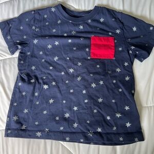 Hanna Andersson Navy Star Tee with Red Pocket